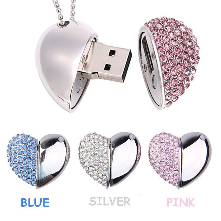 Custom Logo jewel heart USB Flash drive