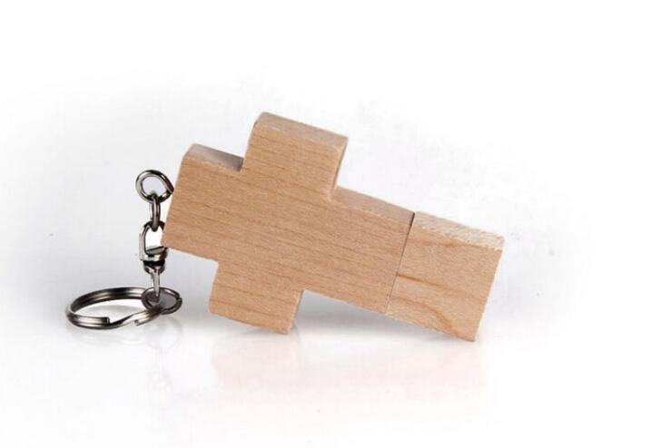 Promotion USB Stick Wooden Cross Shape USB Flash Memory